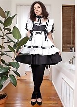 Sexy maid Kyra Unknown enjoys showing off her sexy body, but she can't wait to start playing with her cock! Watch her stroking it until she cums!
